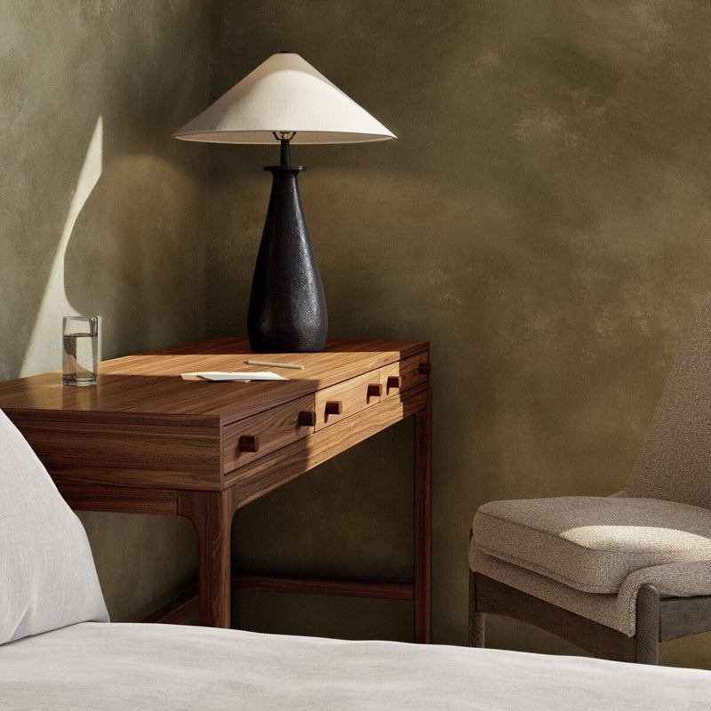 Innes Tapered Shade Table Lamp - Matte Black Cast Aluminum