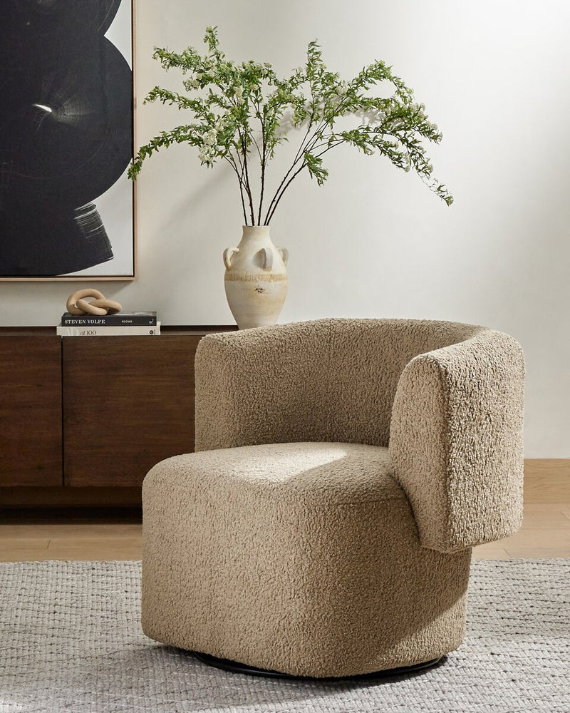 Tybalt Swivel Chair - Sheepskin Camel