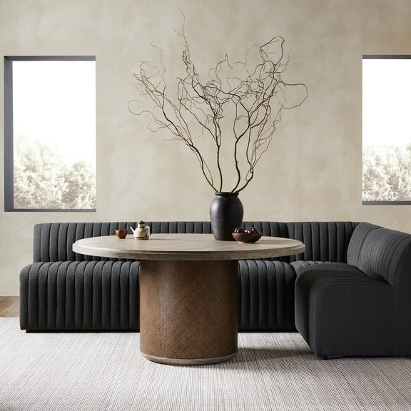 Augustine Dining Banquette, L-Shape - Fiqa Boucle Charcoal