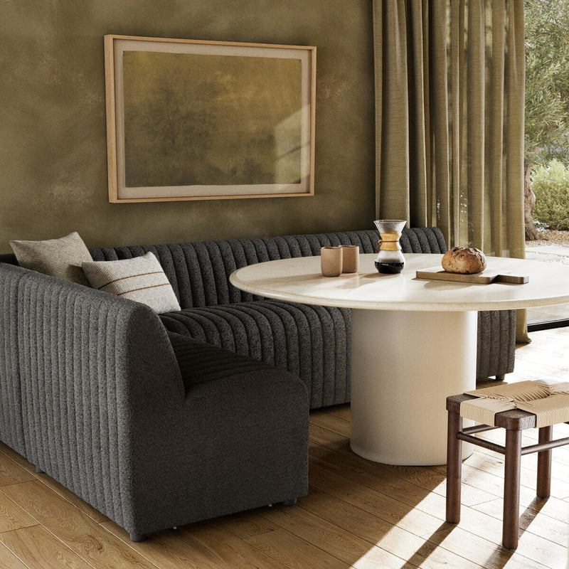Augustine Dining Banquette, L-Shape - Fiqa Boucle Charcoal