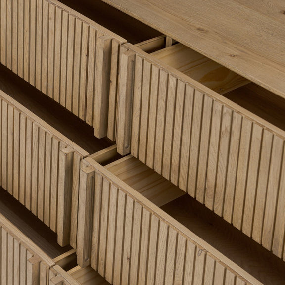 Leo 6 Drawer Dresser - Rustic Light Natural Oak