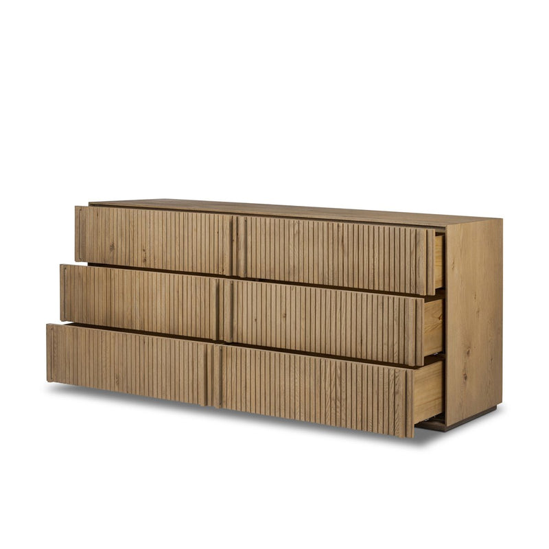 Leo 6 Drawer Dresser - Rustic Light Natural Oak