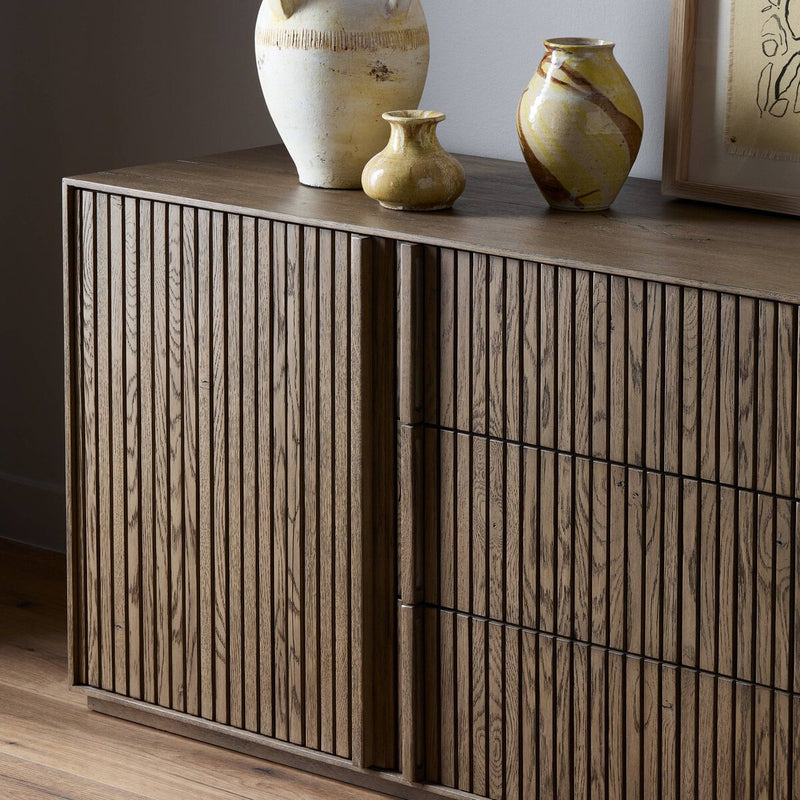 Leo Media Console - Rustic Grey