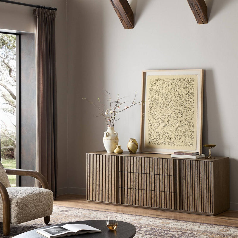 Leo Media Console - Rustic Grey
