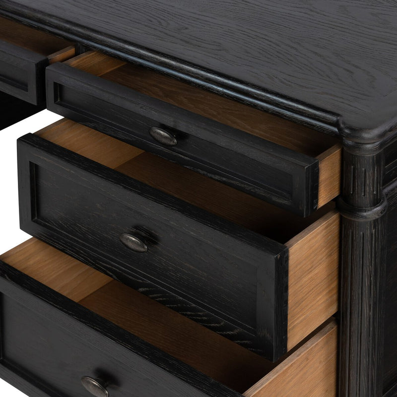 Toulouse Executive Desk - Distressed Black