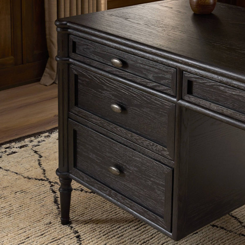 Toulouse Executive Desk - Distressed Black