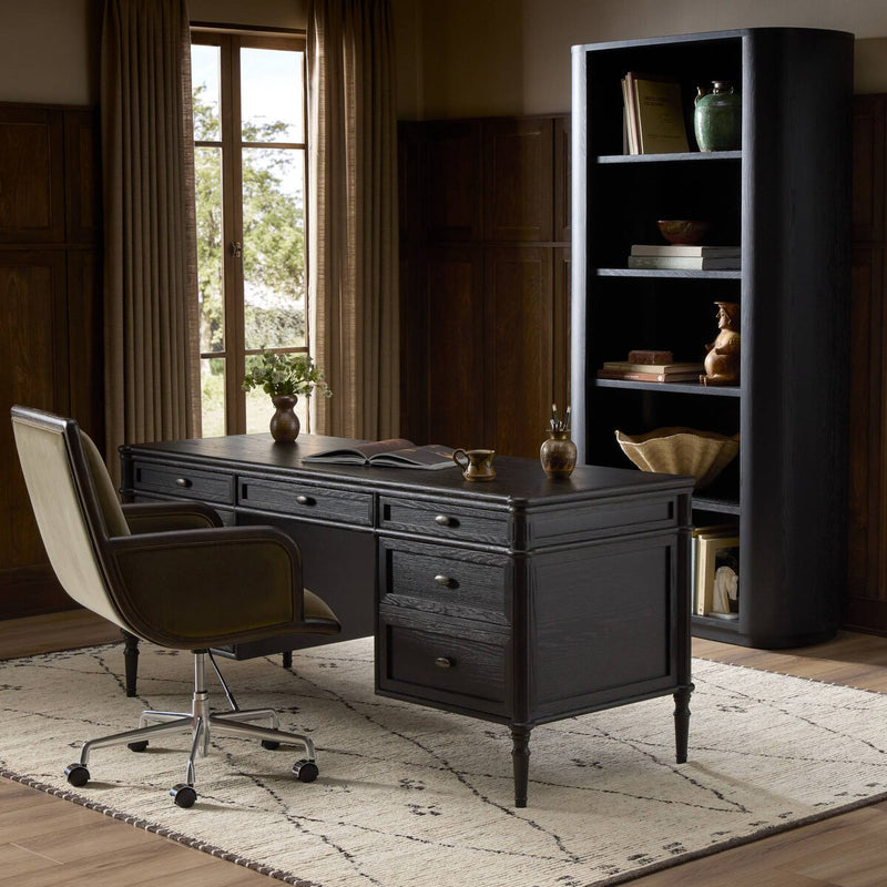 Toulouse Executive Desk - Distressed Black