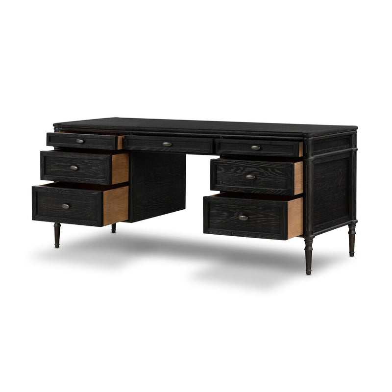 Toulouse Executive Desk - Distressed Black