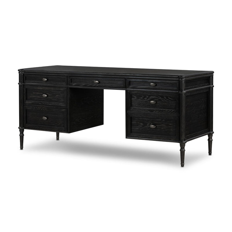 Toulouse Executive Desk - Distressed Black