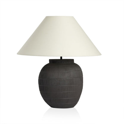 Muji Table Lamp - Textured Matte Black Porcelain Ceramic