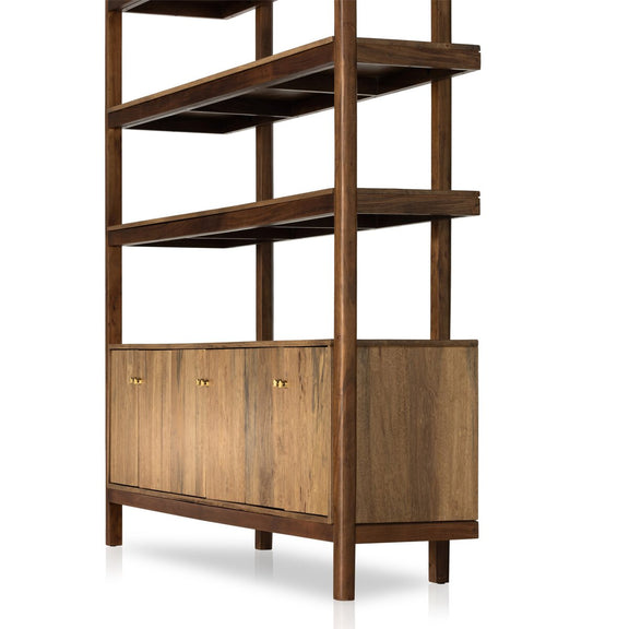 Reza Wide Bookcase - Smoked Honey