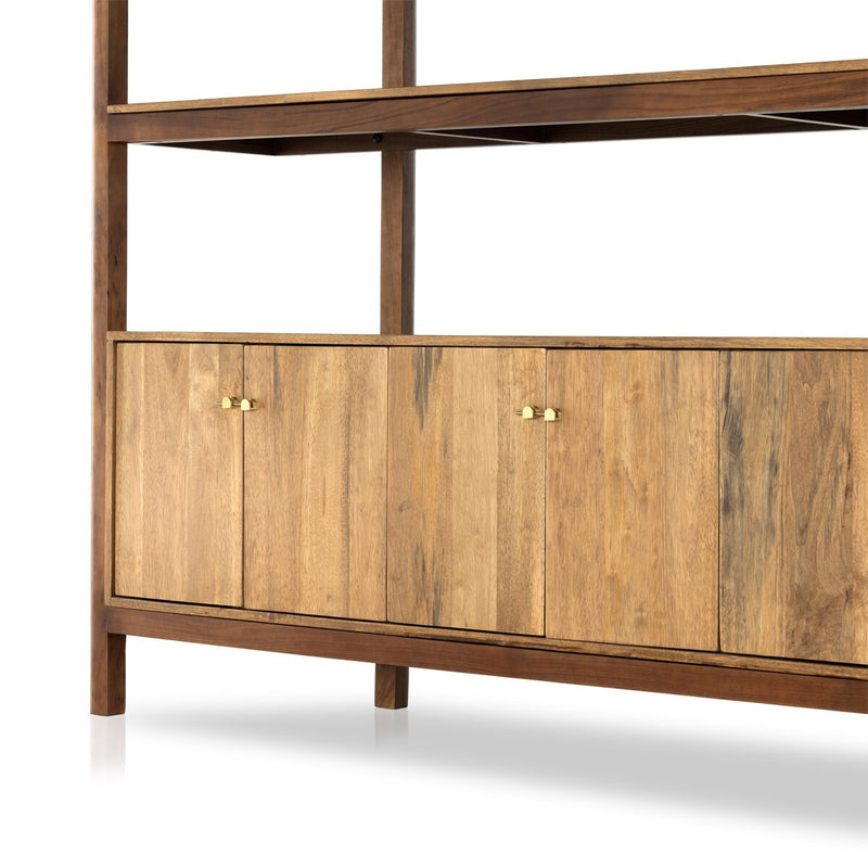 Reza Wide Bookcase - Smoked Honey