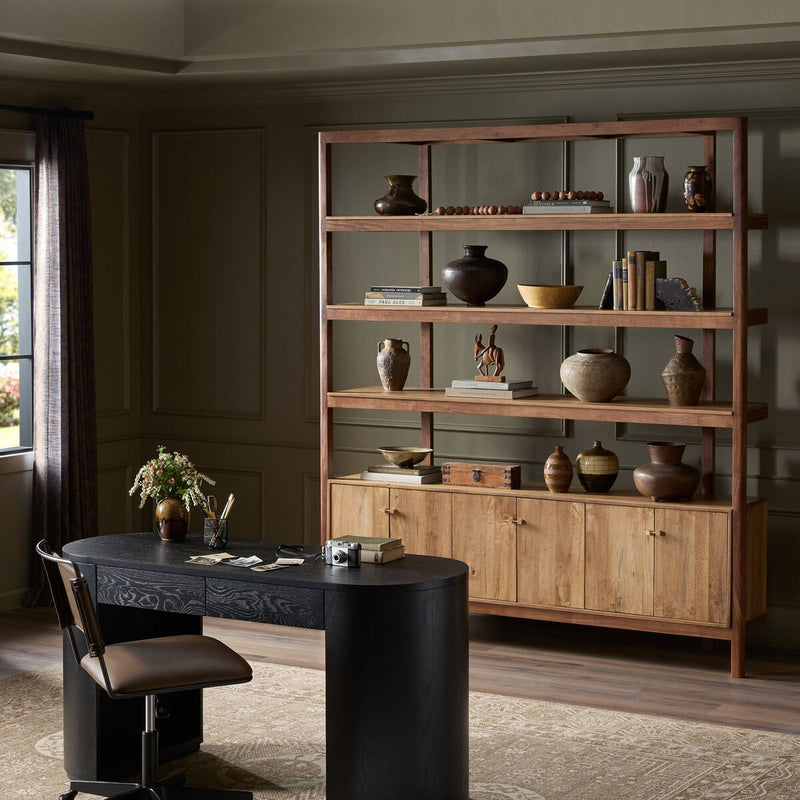 Reza Wide Bookcase - Smoked Honey
