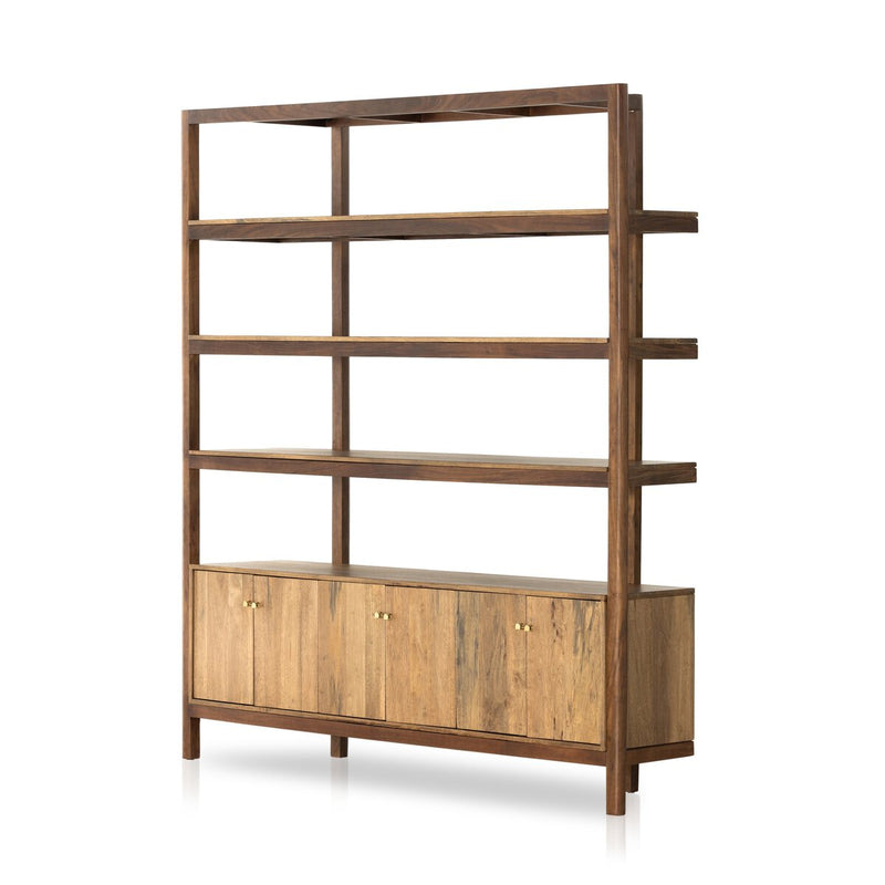 Reza Wide Bookcase - Smoked Honey