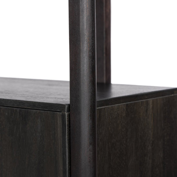 Reza Wide Bookcase - Worn Black Parawood