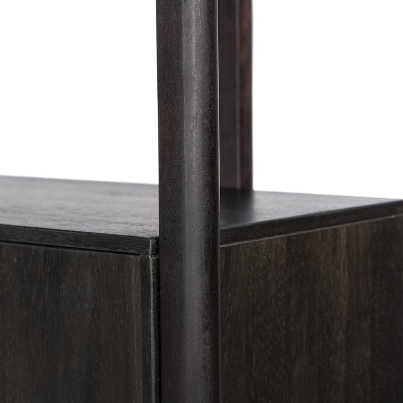 Reza Wide Bookcase - Worn Black Parawood
