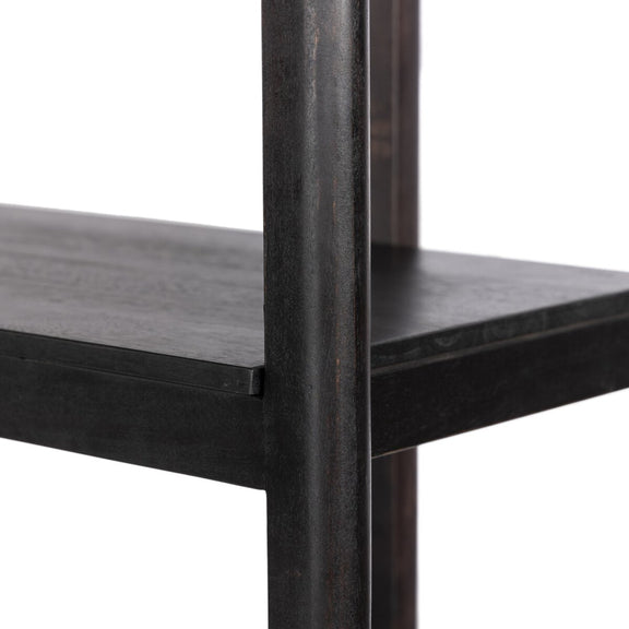 Reza Wide Bookcase - Worn Black Parawood