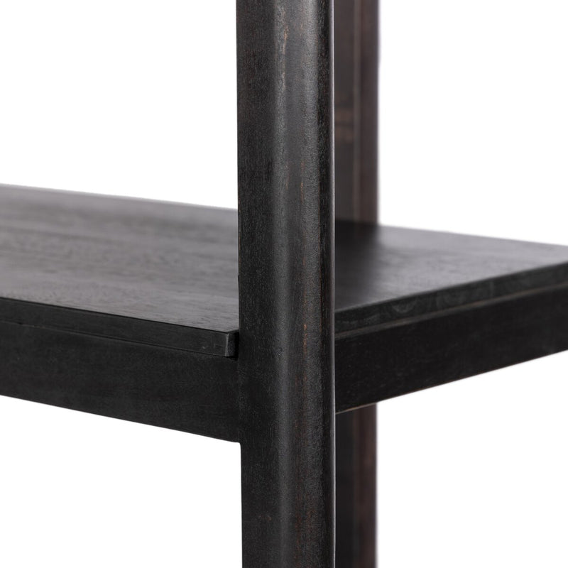 Reza Wide Bookcase - Worn Black Parawood