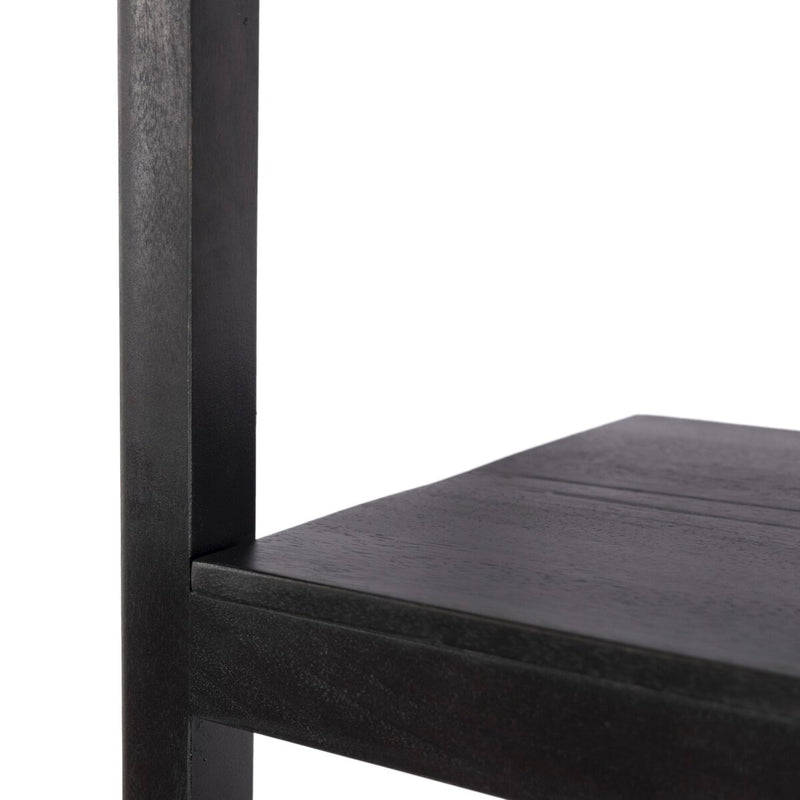 Reza Wide Bookcase - Worn Black Parawood