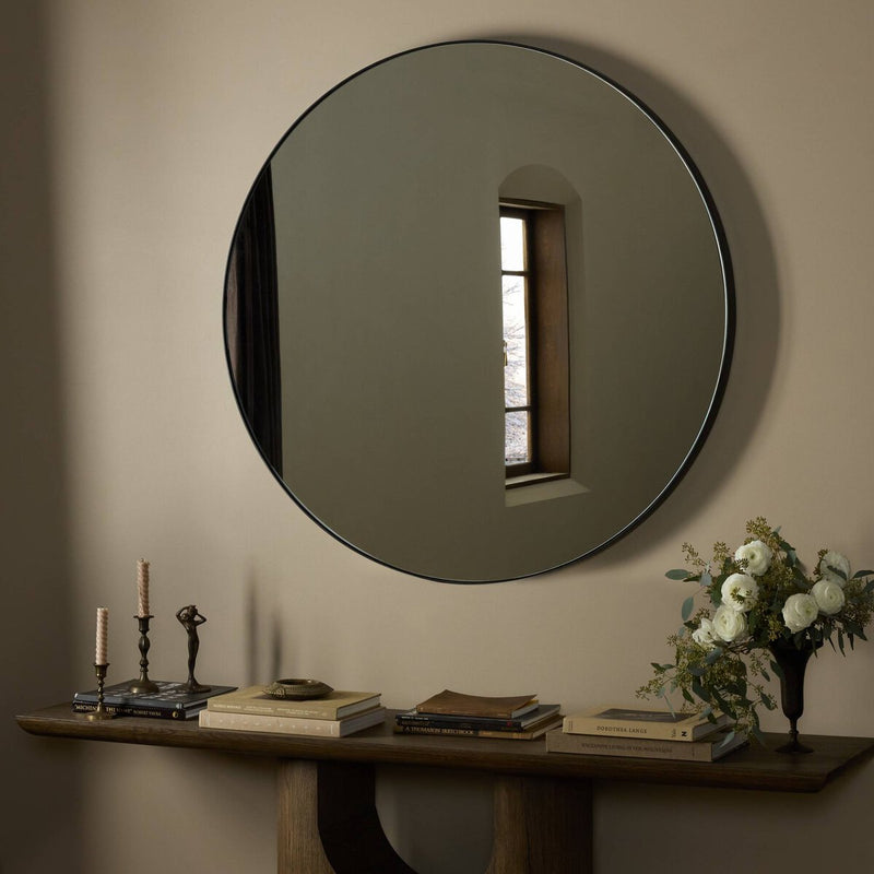 Georgina Round Mirror - Iron Matte Black