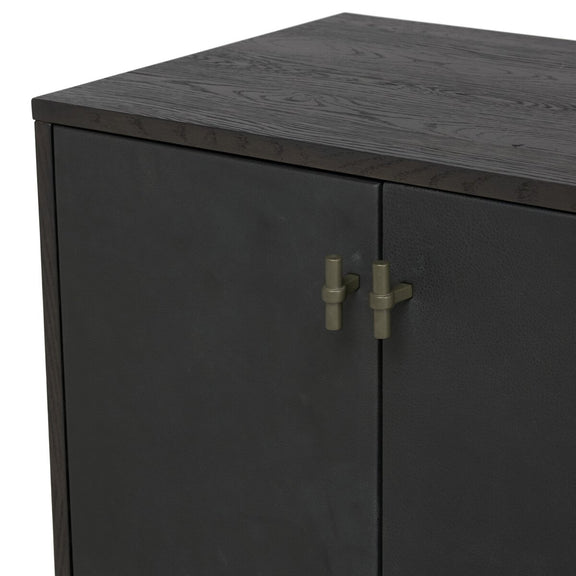 Posada Media Console - Worn Black Oak Veneer