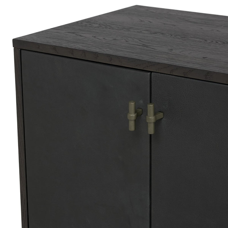 Posada Media Console - Worn Black Oak Veneer