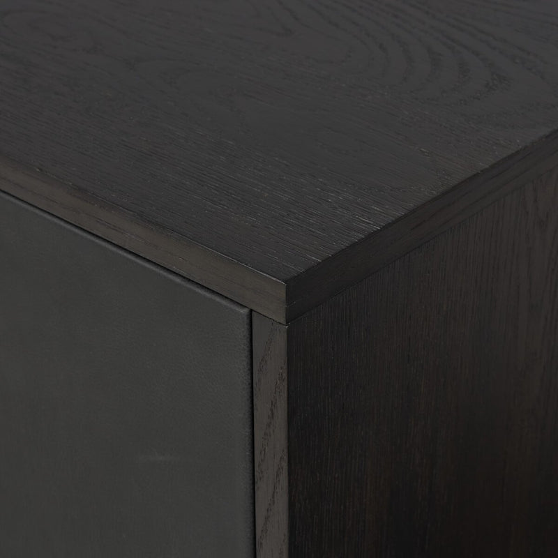 Posada Media Console - Worn Black Oak Veneer