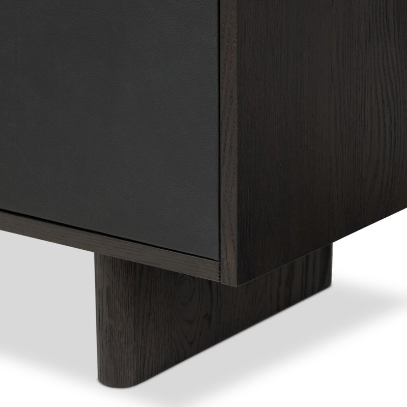 Posada Media Console - Worn Black Oak Veneer