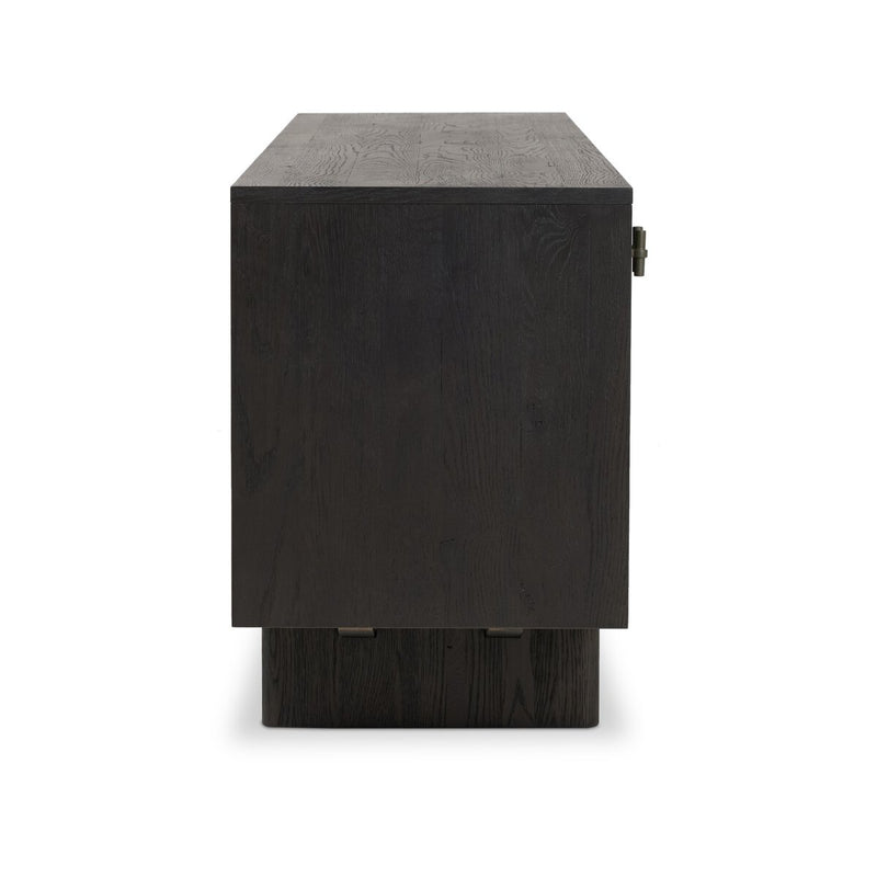 Posada Media Console - Worn Black Oak Veneer