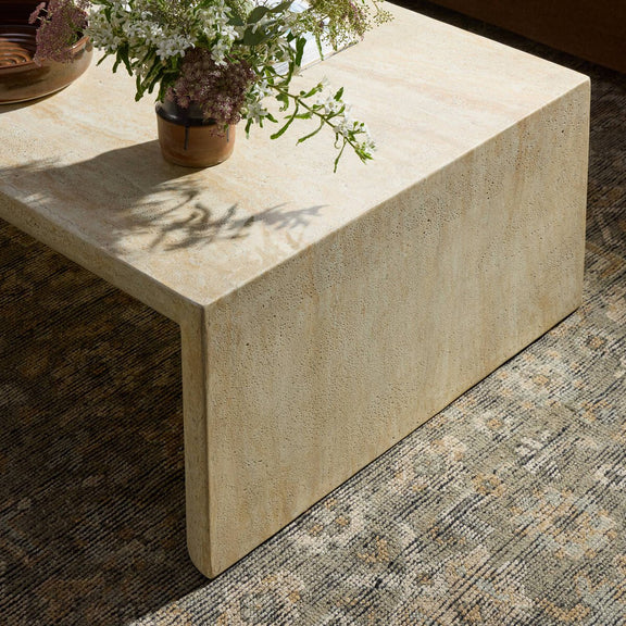 Brad Coffee Table - Faux Travertine
