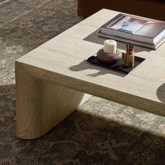 Brad Coffee Table - Faux Travertine