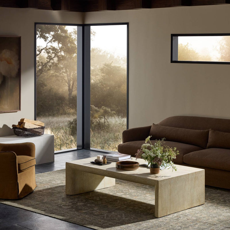 Brad Coffee Table - Faux Travertine