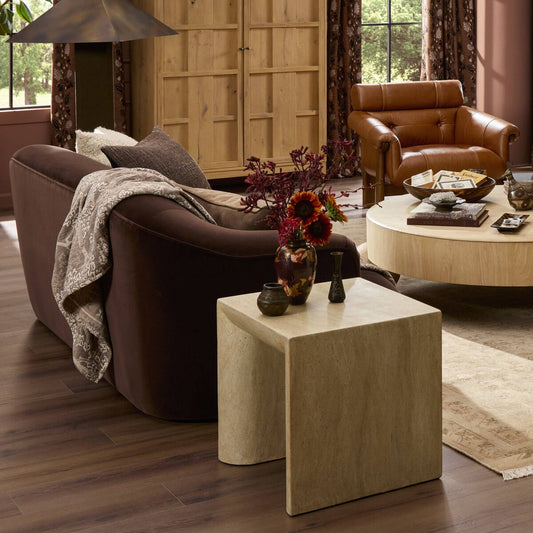 Brad End Table - Faux Travertine