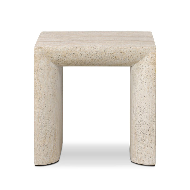 Brad End Table - Faux Travertine