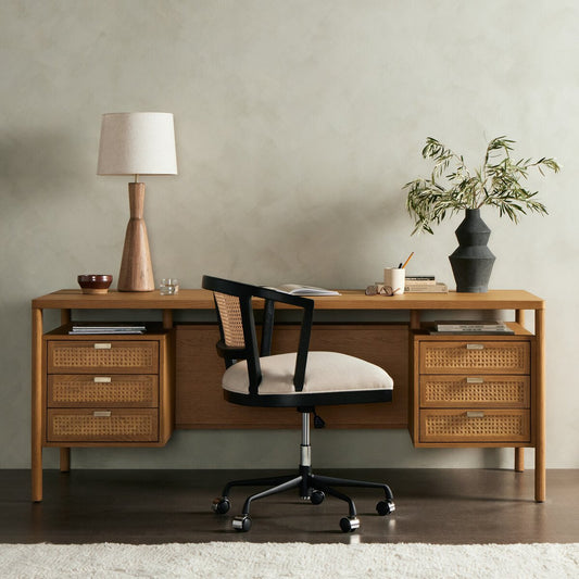 Westlake Executive Desk - Natural Circle Cane