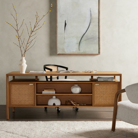 Westlake Executive Desk - Natural Circle Cane