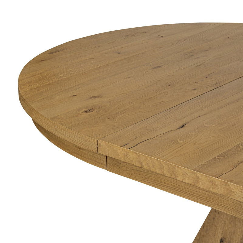 Leif Round Extension Dining Table 60" - Aged Natural Oak Veneer