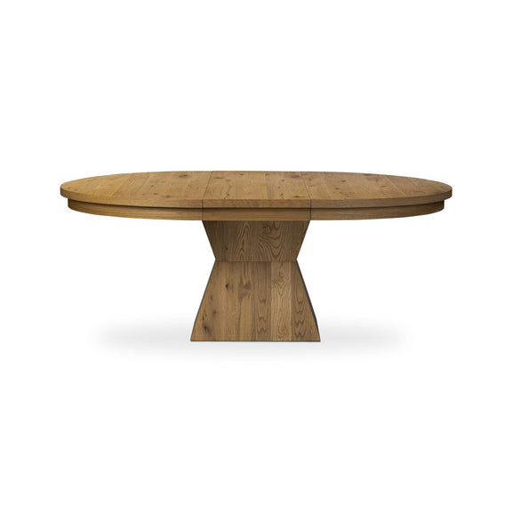 Leif Round Extension Dining Table 60" - Aged Natural Oak Veneer