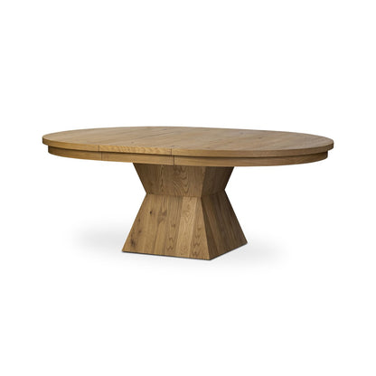Leif Round Extension Dining Table 60" - Aged Natural Oak Veneer