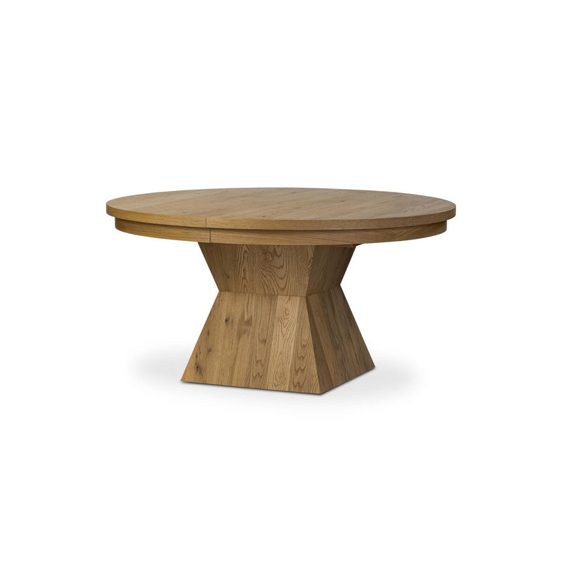 Leif Round Extension Dining Table 60" - Aged Natural Oak Veneer