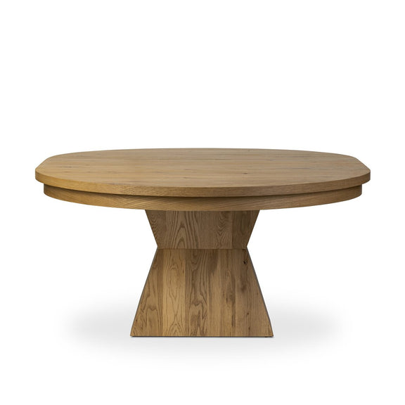 Leif Round Extension Dining Table 60" - Aged Natural Oak Veneer