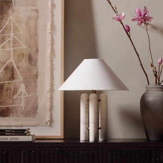Medici Table Lamp - Charcoal And White Marble