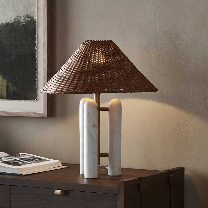 Medici Table Lamp - Charcoal And White Marble