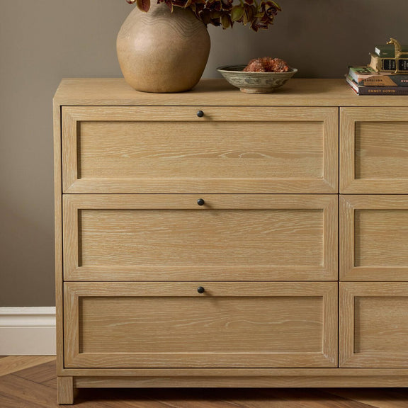 Millie 9 Drawer Dresser - Light Bleach Oak Veneer