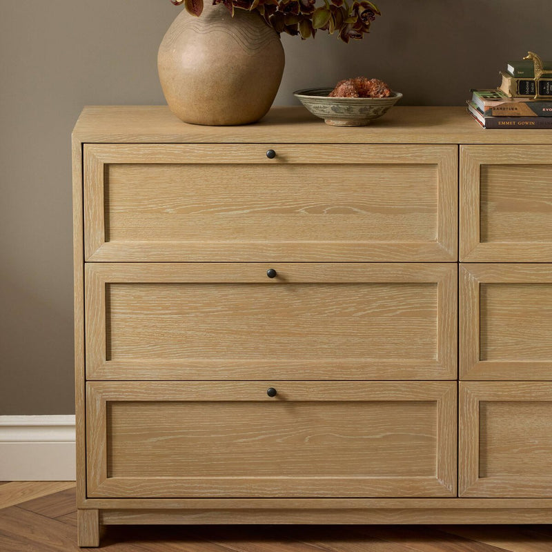 Millie 9 Drawer Dresser - Light Bleach Oak Veneer