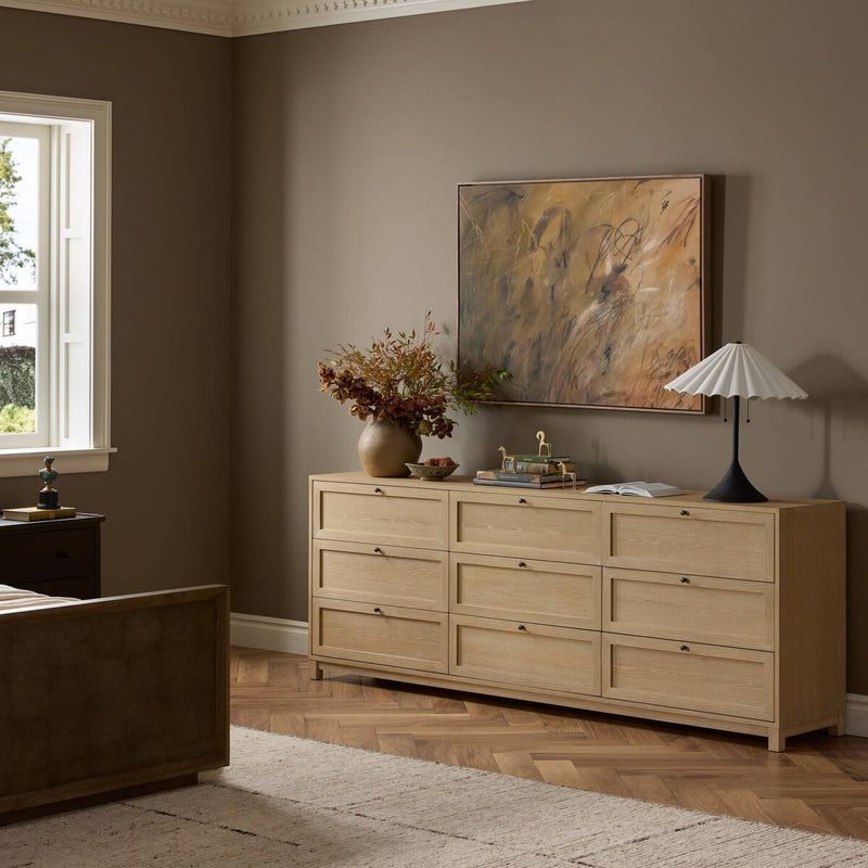 Millie 9 Drawer Dresser - Light Bleach Oak Veneer