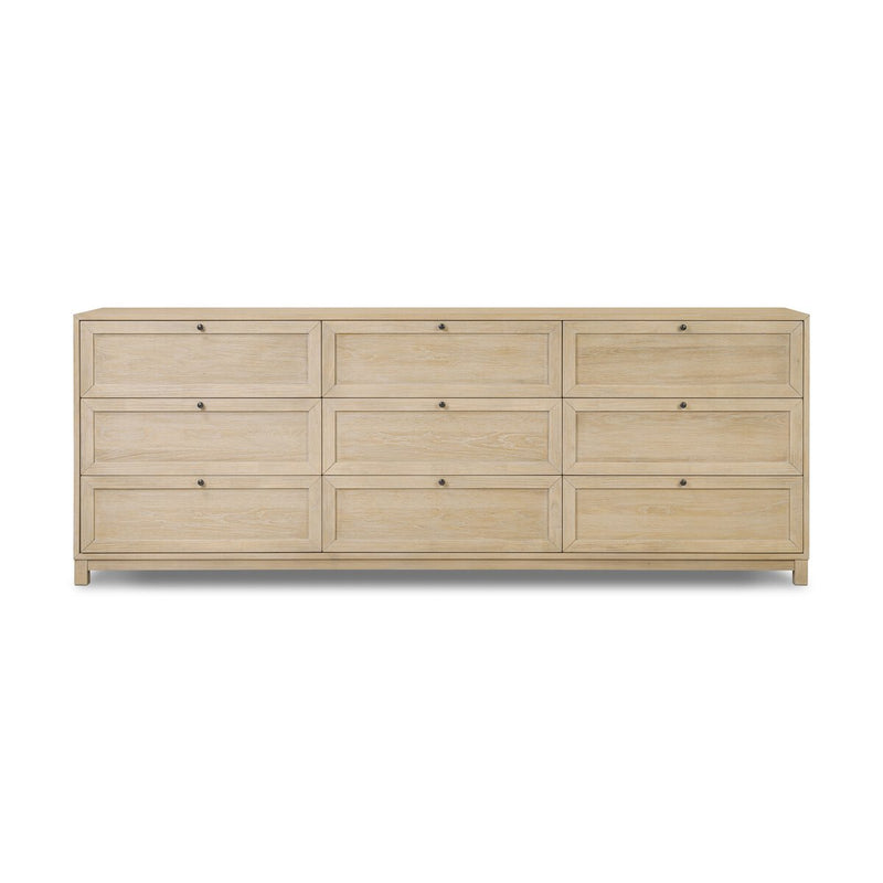 Millie 9 Drawer Dresser - Light Bleach Oak Veneer