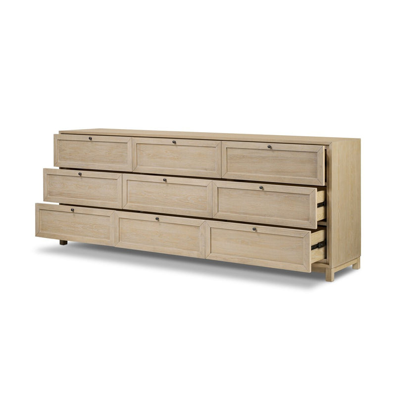 Millie 9 Drawer Dresser - Light Bleach Oak Veneer