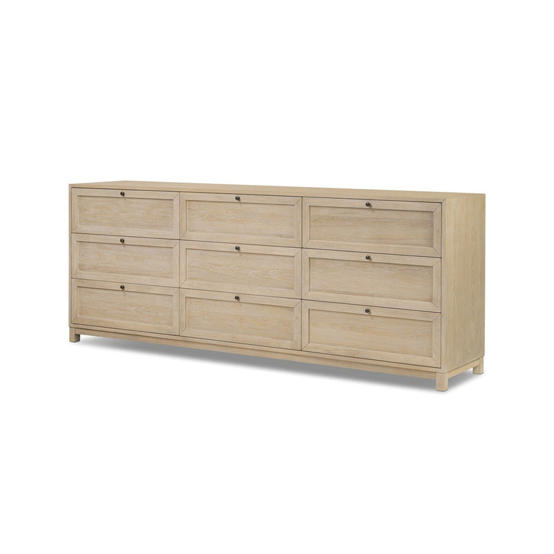 Millie 9 Drawer Dresser - Light Bleach Oak Veneer