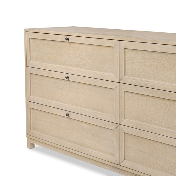Millie 6 Drawer Dresser - Light Bleach Oak Veneer